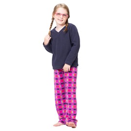 PajamaGram Teen Girl Pajamas - PJ For Girls, Snuggle Fleece, Fuchsia Geo, 6