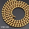VEXXS Men's Curb Chain 10/12 mm, 18 Carat Gold-Plated Stainless