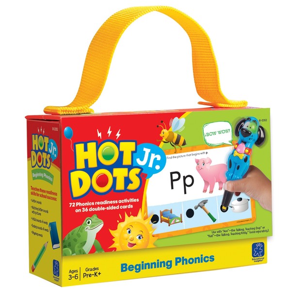 Educational Insights Hot Dots Jr. Beginning Phonics Flash Card Set, Homeschool, 72 Preschool & Kindergarten Readiness Activities, Ages 3+