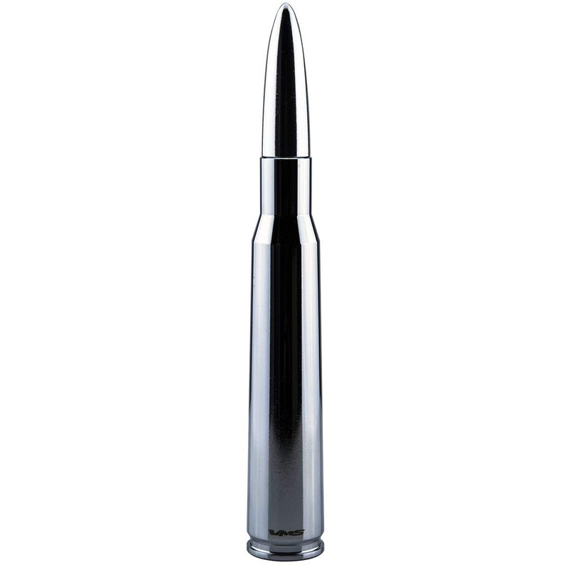 VMS Racing 50 Cal Caliber CHROME SILVER TIP BULLET ANTENNA