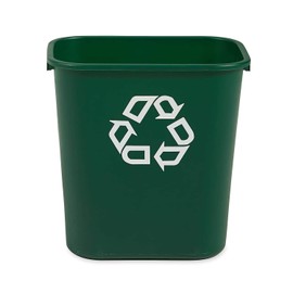 Rubbermaid Rubbermaid Commercial Products Resin Deskside Recycling Can, 7-Gallon, Green Recycling Symbol, Plastic, for Bedroom/Bathroom/Office, Fits Under Desk/Sink/Cabinet, Pack of 12