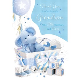 Thank You For Our Wonderful Grandson Congratulations Modern Baby Design New Baby Greeting Card