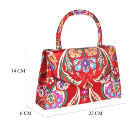 Girly Handbags Womens Baroque Flowers Print Grab Holder Clutch Bag Small Red