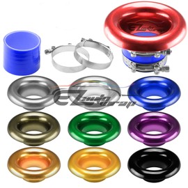 EZAUTO WRAP 4" Silver Short Ram Cold Air Intake Turbo Horn Aluminum Alloy Velocity Stack Adapter Kit with Silicone Hose