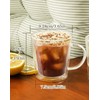 12oz Double Wall Glass Coffee Mugs, Cappuccino Latte Tea Cups