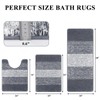 Pauwer 3 Piece Bath Mat Set Bathroom Rugs, Non Slip