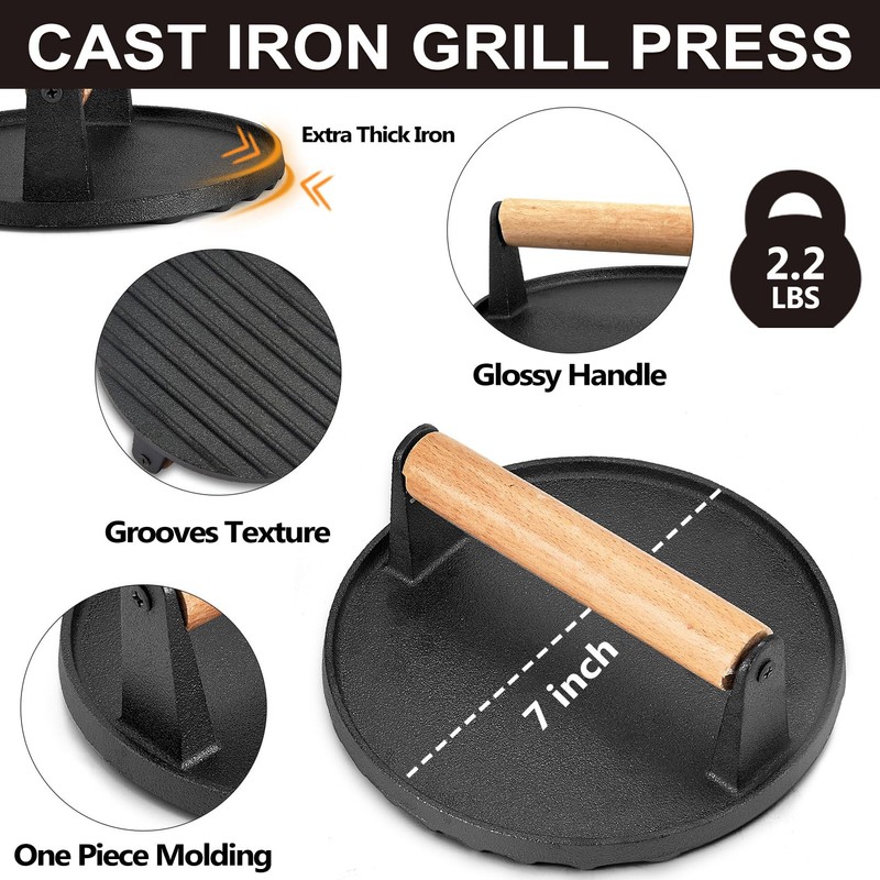 Griddle Accessories Smash Burger Kit (5Pcs), Joyfair Grill Spatula with