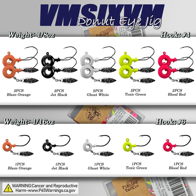 VMSIXVM Crappie Jigs with Spinner, 15 Pcs Scent Holder Underspin