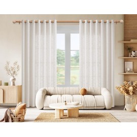 Wood Curtain Rods for Windows 2 Pack, TONIAL 1 Inch Adjustable Heavy Duty Drapery Rods 32-58 Inch with Wood Grain Leaf Pattern Finials, Boho Curtain Rod for Living Room, Bedroom, Indoor, Outdoor