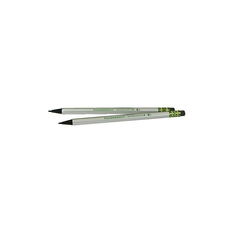 Ticonderoga SenseMatic Pencil, 0.7 mm Lead, Silver/Black Barrel, Pack of
