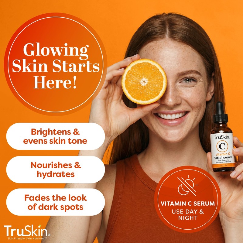 TruSkin Brightening Vitamin C Serum for Face with Hyaluronic Acid,
