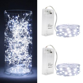 2PCS LED Fairy Lights 16ft 50 LED Twinkle String Lights wtih Timer 2 Modes Waterproof Starry String Lights DIY Party Wedding Christmas Valentine's Day Decoration (Cool White)