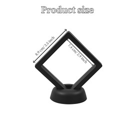 Voittozege 20 PCS Coin Display Frame, 3D Black Floating Display Frames with Stands Holder, 3.5" Square Floating Display Frame Case for Pins Coins Gems Chip, Championship Ring, Jewelry