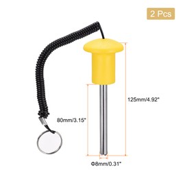 sourcing map 8mm x 80mm Weight Stack Pin with Pull Rope Magnetic Strength Training Equipment Accessories for Fitness Training Yellow 2pcs