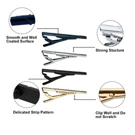 FANCYLEO EU 4 Color Tie Clips Men's Tie Accessories Mens Tie Clip Classic Gift Set Necktie Ties Bar Pinch Clips Business Tie for Men