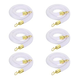 YOKIVE 6 Pcs White Velvet Stanchion Rope Crowd Control Barrier Rope, Manage The Crowd, Great for Hotels, Theaters, Ticket Offices (Golden, 4 Feet)