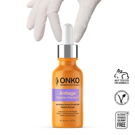 ONKO DERMA'CEUTICALS Antiage Peptide - Vitamin C Gesichtsserum mit Retinol, Hyaluronsäure, Kollagen, feuchtigkeitsspendendes Gesichtsserum für Frauen, Salicylsäure und für reife Haut, 30 ml