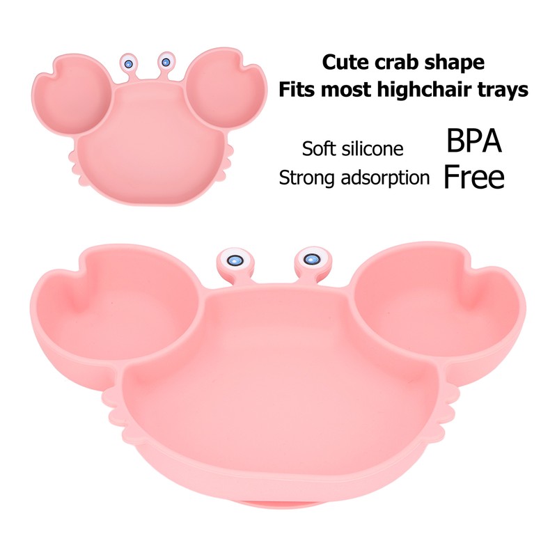 3pcs Toddler Divided Plate Set Silicone Baby Suction Plate Anti