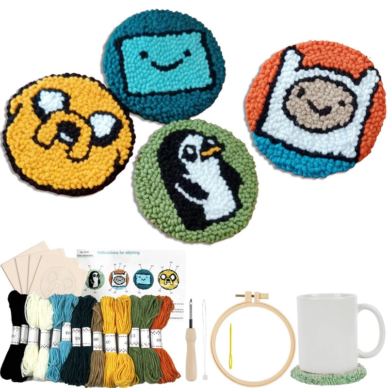 Siqinam Adventure-Time Punch Needle Kit-4 Pack Adventure Crochet Series Themed