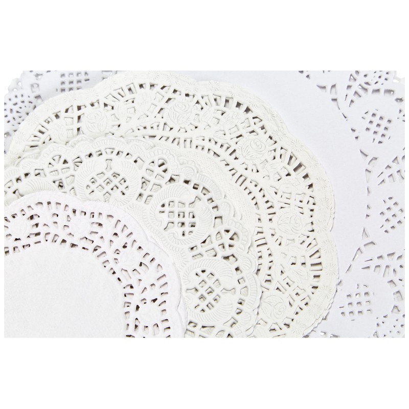 Rayher 59225102 Lace Paper Set: Round, Self-Service Bag, 60 Pieces,