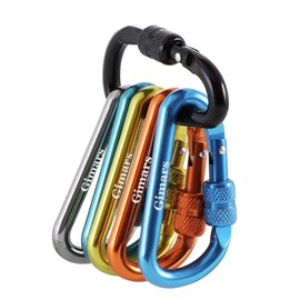 Gimars 6 Pcs Colorful D Shape Mini Carabiner with Screw Lock for Camping Keychain