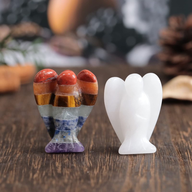 Lovionus89 Mini Crystal Angel, 2 Pieces Bag Carved Gemstone Guardian