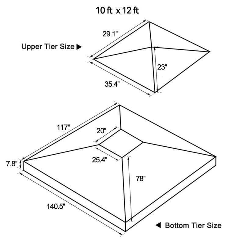DURCOVER Gazebo Replacement Top 10x12 FT, Gazebo Canopy Replacement Cover