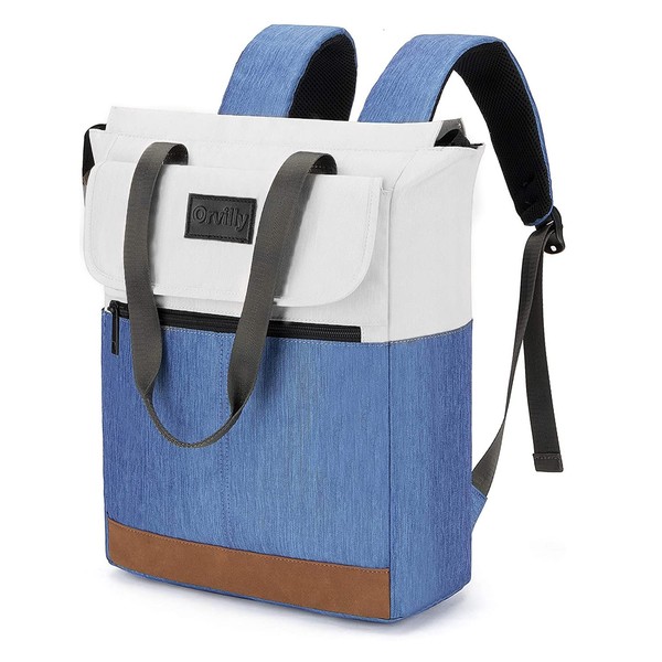 Orvilly - Mochila para portátil para mujer, elegante mochila de viaje, casual, para trabajo, compras, pequeña bolsa ligera para hombres, se adapta a Netbook de 14 pulgadas, color azul