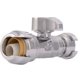 SharkBite 1/2 Push to Connect x 1/4 Inch (3/8 Inch OD) Push to Connect Straight Stop Valve, Quarter Turn, PEX Pipe, Copper, CPVC, PE-RT, HDPE, 23049-0000LF