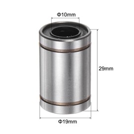 sourcing map 12pcs LM10UU Linear Ball Bearings, 10mm Bore Dia, 19mm OD,29mm Length, Linear Motion Bearing for CNC Machine Tool 3D Printer