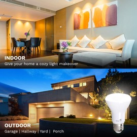 Bioluz LED 8 Pack BR20 LED Bulb 2700K Bright Warm White 6W=50W, 90 CRI, 540 Lumen, Dimmable LED Light Bulbs, Cool White Light Bulbs, Indoor/Outdoor Flood Light Bulbs, UL Listed & Title 20 Compliant