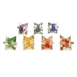 Prajet Energized Orgonite Healing Crystal 1inch Orgone Merkaba Rare Healing Positive Energy, Meditations (7 Chakra Merkaba orgone)