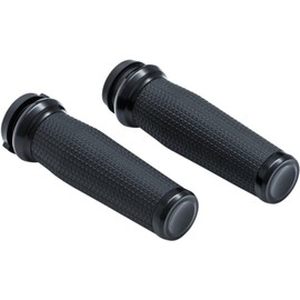 Kuryakyn 5943 Thresher Handlebar Grips for Throttle and Clutch, Electronic Throttle Control: 2008-19 Harley-Davidson Motorcycles, Satin Black, 1 Pair