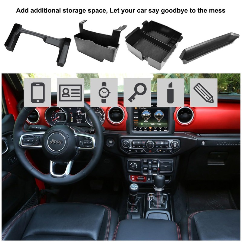 Center Console Organizer Fit for 2024 2025 Jeep Wrangler JL