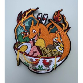 Unbranded Charizard Pokémon Ramen Bowl Embroidered Hook/Loop Morale Patch