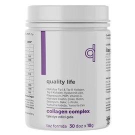 Quality Life Collagen Complex Saf Toz 300 GR Tip1 Tip2 Tip3 Tip5 Tip10 Hidrolize Kolajen Peptit Magnezyum