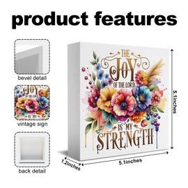 Affirmation Floral Christian Gifts for Women Religious Bible Verse Wooden Box Sign Rustic Desk Decor Decorative Farmhouse Wall Room Decorations Desk Office Accessories Library Table Block Plaque