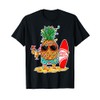 Summer Christmas in July Pineapple Sunglass Santa Hat T-Shirt