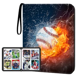 HESPLUS Card Binder 4 Pocket, Trading Card Binder with Sleeves, Baseball Card Binder, Sports Card Binder Collectible Trading Card Albums Fits 400 Cards with 50 Removable Sleeves
