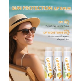 Wugbc 3 Pcs Lip Balm Set SPF 30 Banana Coconut Watermelon Moisturizing Lipstick Lightweight Prevents Soothes Dry Chapped Lips Non-sticky Daily Sun Protection for Lips