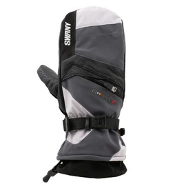 Swany Women's X-Change Sports Insulated Warm Durable Breathable Flexible Leather Winter Mittens, Light Gray/Charcoal Gray, Large