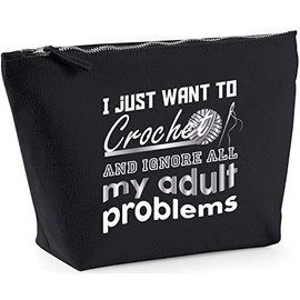Hippowarehouse I Just Want To Crochet And Ignore All My Adult Problems printed make up cosmetic wash bag 18x19x9cm