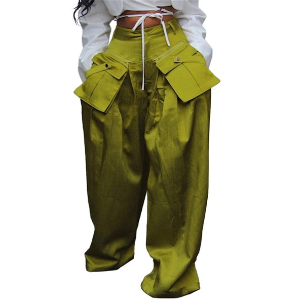 Vakkest Women's High Waist Wide Leg Pants Loose Fit Y2K