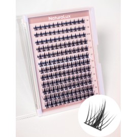 Natural Manga Mixed Lash NL03; 10mm, 12mm, 14mm, 16mm; 144 Total Count; False Eyelash Clusters, Individual Lashes, Lash Extensions