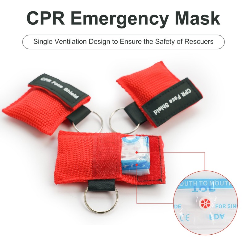 50 Packs CPR Pocket Mask, CPR Face Shield for Keychain,