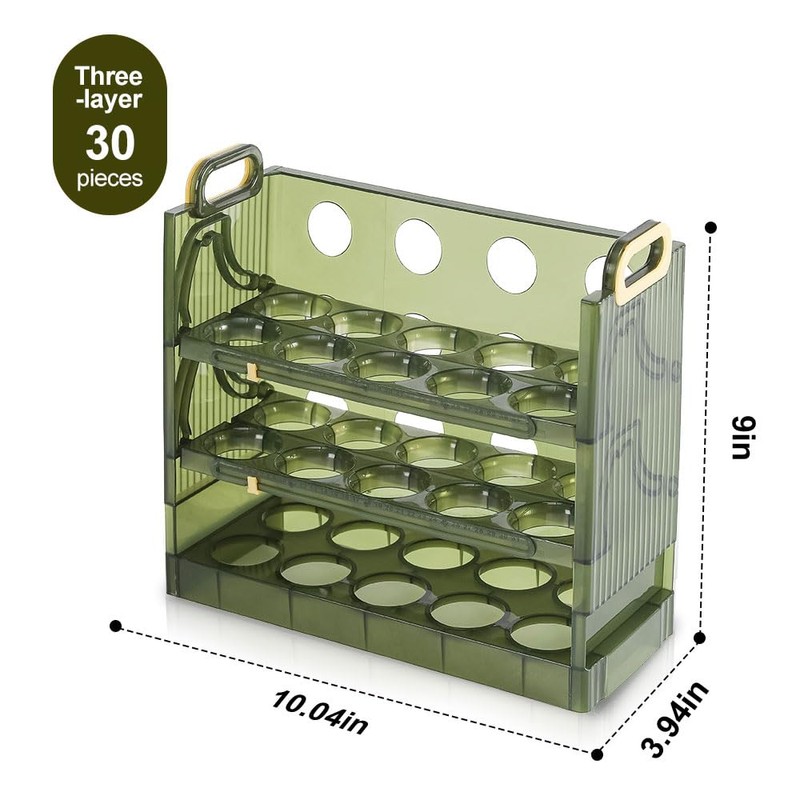 Koja Three-layer Flip-up Egg Storage Container Holder for Refrigerator, Kitchen.