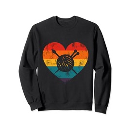 Love Yarn Knitting Rainbow Heart Crochet Fiber Sweatshirt