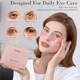 32 pares de parches rosados para debajo de los ojos, mascarilla hidratante refrescante de color rosa para ojos hinchados y ojeras, almohadilla de...  