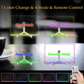 Laysinly Acrylic Dry Erase Board with Light up Stand, 11.81" x 7.87" Clear White Board to do List memo Plan, led Note Board with 7 Colors Change,USB Powered,Remote Control (L)