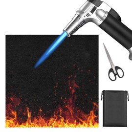 HTTYHT Fireproof Underlay 60 x 60 cm Heat Resistance Fire Protection Mat 5 mm Carbon Felt Fire Protection Mat Soldering Mat as Fireproof Mat with Scissors for Gas Grill Floor Protection (Black)